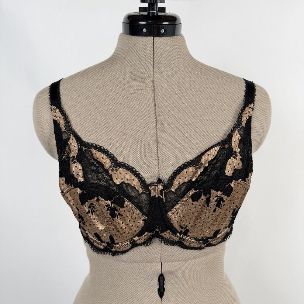 Panache Black and Nude Lace Underwire Bra “Clara” 32F